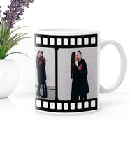 BK Gift Kişiye Özel 3 Fotoğraflı Nostaljik Siyah Film Şeridi Beyaz Kupa Bardak