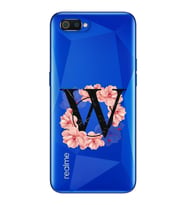 Pembe Çiçekli Harf Tasarım Süper Şeffaf Silikon Telefon Kılıfı Oppo Realmi C2 W-