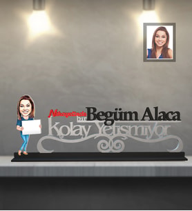 Kişiye Özel Bayan Karikatürlü Kolay Yetişmiyor Ahşap Biblo Model-11