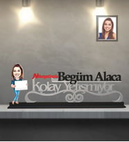 Kişiye Özel Bayan Karikatürlü Kolay Yetişmiyor Ahşap Biblo Model-11