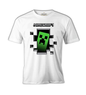 MineCraft 3 Beyaz Erkek Tshirt