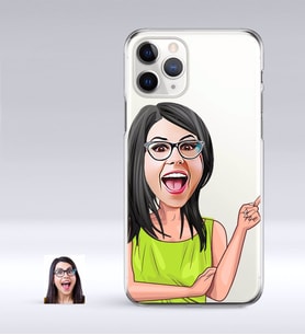 BK Gift Kişiye Özel Bayan Karikatürlü iPhone 11 Pro İnce Şeffaf Silikon Telefon Kapağı-19 (Beyaz)