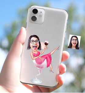 BK Gift Kişiye Özel Bayan Karikatürlü iPhone 11 İnce Şeffaf Silikon Telefon Kapağı-22 (Beyaz)