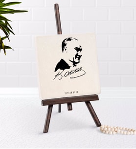 BK Gift Kişiye Özel Atatürk Temalı Şovaleli Doğal Taş-26 (Beyaz)