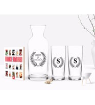 BK Gift Kişiye Özel Renkli Baskılı İsimli İkili Rakı Bardağı Karaf ve Cep Kitabı Hediye Seti-35 (Model 1)