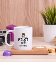 Pilot Ahşap Altlıklı Mumlu Beyaz Kupa Bardak