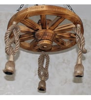 Otantik Çarşı Ahşap Halatlı Teker Avize 50 cm.  3'lü
