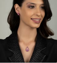 Gümüş Zirkon Taşlı Gözyaşı Damlası Tasarım Abiye Günlük Set (Rose)