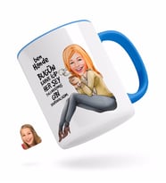 BK Gift Kişiye Özel Kadın Her Şey Yolundaymış Gibi Karikatürlü Mavi Kupa Bardak-3