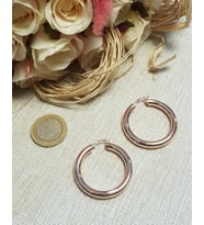 Rose İthal İçi Boş Gümüş Halka Küpe