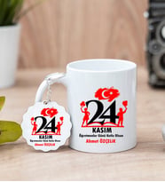 Öğretmenlere Özel Hediye Kupa Bardak ve Anahtarlık (Beyaz)