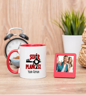 Şehir Plancısı Kırmızı Kupa Bardak ve Kırmızı Mini Fotoğraf Çerçevesi