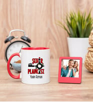 Şehir Plancısı Kırmızı Kupa Bardak ve Kırmızı Mini Fotoğraf Çerçevesi