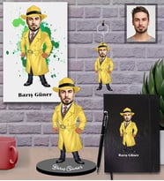 Kişiye Özel Müfettiş Karikatürlü 5 li Hediye Seti Bay-2