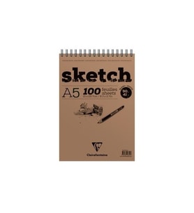 Clairefontaine Sketch Blok 90g Kısa Kenarı Spiralli A5 100 Sayfa