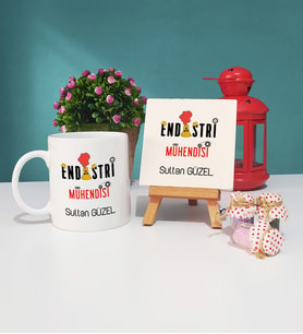 Endüstri Mühendisi Kupa Bardak ve Dekoratif Taş Baskı Seti