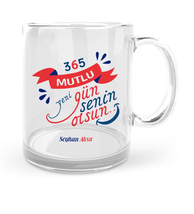 BK Gift Kişiye Özel 365 Mutlu Yeni Gün Cam Kupa Bardak  2