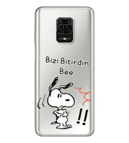 Snoopy Tasarımlı Süper Şeffaf Silikon Telefon Kılıfı Xiomai Redmi Note 9 Pro - N