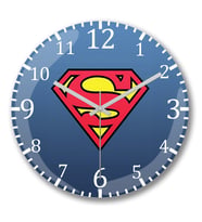 Supermen Duvar Saati Bombeli Gercek Cam