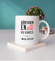 Kız Kardeş Tasarımlı Kişiye Özel Hediye Kız Kardeş Kupa Bardak ve Taş Bardak Altlığı Hediye Seti