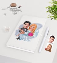 BK Gift Kişiye Özel Sevgililer Günü Temalı Evleniyoruz Karikatürlü Beyaz Defter Kalem Seti-9