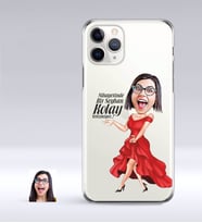 BK Gift Kişiye Özel Bayan Kolay Yetişmiyor Karikatürlü iPhone 11 Pro İnce Şeffaf Silikon Telefon Kapağı-1 (Beyaz)