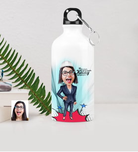 BK Gift Kişiye Özel Bayan Mühendis Karikatürlü Metal Suluk 500 Ml 1