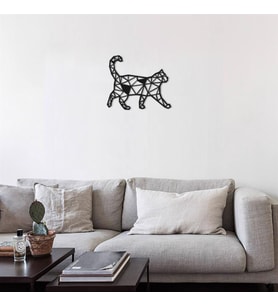 Geometrik Desen Kedi Ahşap Duvar Dekoru