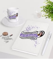 BK Gift Kişiye Özel Fotoğraflı Doğum Günü Beyaz Defter Kalem Türk Kahvesi Fincanı Seti-12 (Model 1)