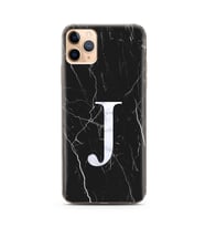 Iphone 11 Pro Max Siyah Mermer Harf Tasarımlı Telefon Kılıfı J-Harfi 