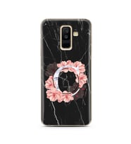 Mermer Çiçekli Harf Tasarım Süper Şeffaf Silikon Telefon Kılıfı Samsung A6 Plus 