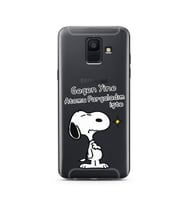 Snoopy Tasarımlı Süper Şeffaf Silikon Telefon Kılıfı Samsung A6 (2018)