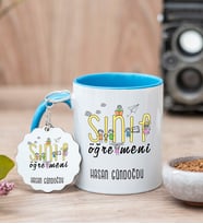Sınıf Öğretmeni Mavi Kupa Bardak Ve Anahtarlık Set