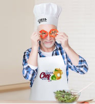 BK Gift Kişiye Özel Chef Erkek Mutfak Önlüğü ve Aşçı Şapkası Seti-11 (Beyaz)