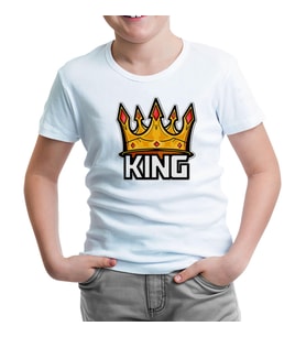 Big Size King Beyaz Çocuk Tshirt