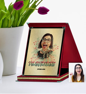 BK Gift Kişiye Özel Yılın Kadını Karikatür Kırmızı Plaket  5