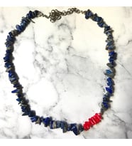 Mercan ve Lapis Taşı Tasarım Kolye
