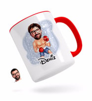 BK Gift Kişiye Özel Erkek Boksör Karikatürlü Kırmızı Kupa Bardak-1