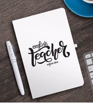 BK Gift Kişiye Özel İngilizce Öğretmeni Beyaz Defter ve Kalem Hediye Seti-15