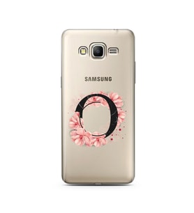 Pembe Çiçekli Harf Tasarım Süper Şeffaf Silikon Telefon Kılıfı Samsung Grand Pri