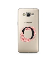 Pembe Çiçekli Harf Tasarım Süper Şeffaf Silikon Telefon Kılıfı Samsung Grand Pri