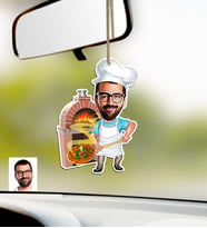 BK Gift Kişiye Özel Bay Kebapçı Karikatürlü Ahşap Araba Dikiz Ayna Süsü (Çok Renkli)
