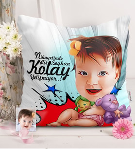 BK Gift Kişiye Özel Bebek Karikatürlü  Yastık  1
