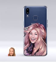 BK Gift Kişiye Özel Kadın Karikatürlü Samsung Galaxy A10s İnce Şeffaf Silikon Telefon Kapağı-53 (Beyaz)