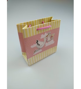 KARTON ÇANTA LEYLEKLİ PEMBE 11CM X 11CM - 1 ADET (Karışık)