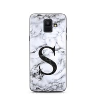 Samsung A6 (2018) Beyaz Mermer Harf Tasarımlı Telefon Kılıfı S-Harfi 