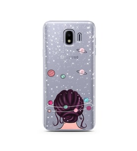 Space Girl Tasarım Süper Şeffaf Silikon Telefon Kılıfı Samsung J4