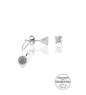 Söğütlü Silver Gümüş Swarovski tek taş küpe