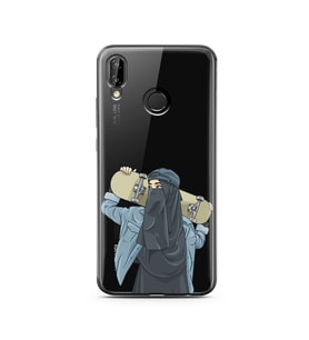 Kaykay Kız Tasarım Süper Şeffaf Silikon Telefon Kılıfı Huawei P20 Lite 