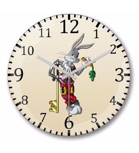 Looney Tunes The King Bugs Bunny  Duvar Saati Bombeli Gercek Cam